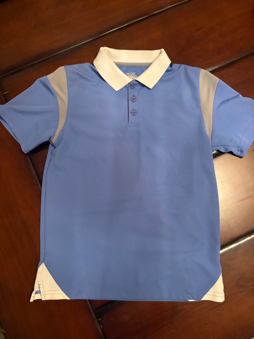 Under Armour Blue Polo with Cream Collar and Gray Accents